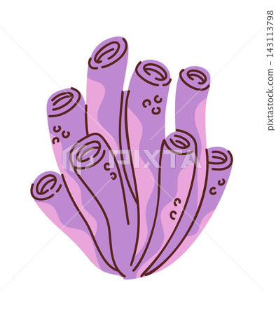 Coral Tube Cluster Underwater Cartoon Style 143113798