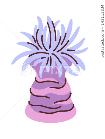 Sea Anemone Tentacles Flowing Cartoon Style 143113834