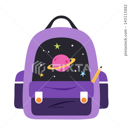 Backpack With Planet Patch School Cartoon 143113882