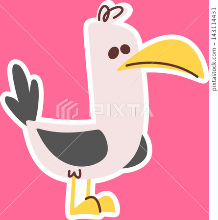 Seagull Standing Side View Cartoon Sticker Seagull Standing Side View Cartoon Sticker 143114431