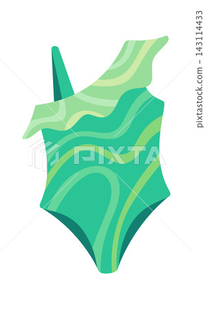 Swimsuit One Shoulder Ruffle Monochrome Cartoon 143114433