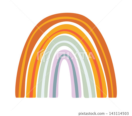 Rainbow Arch Boho Curved Stripes Cartoon Rainbow Arch Boho Curved Stripes Cartoon 143114503