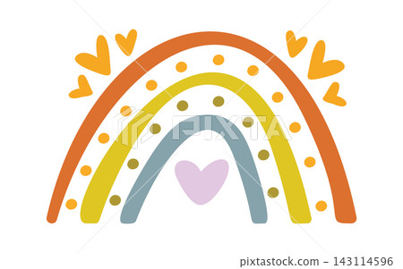 Rainbow With Hearts Dotted Arch Cartoon Rainbow With Hearts Dotted Arch Cartoon 143114596