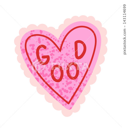 Heart Sticker With Good Text Cartoon Heart Sticker With Good Text Cartoon 143114699
