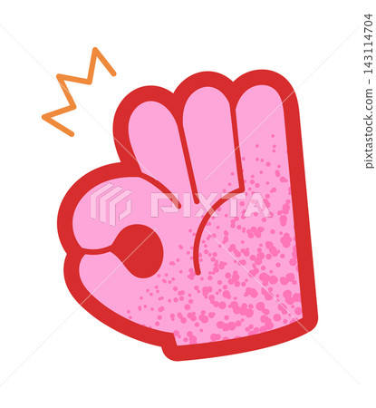 Ok Hand Gesture Emphasis Cartoon Style Ok Hand Gesture Emphasis Cartoon Style 143114704