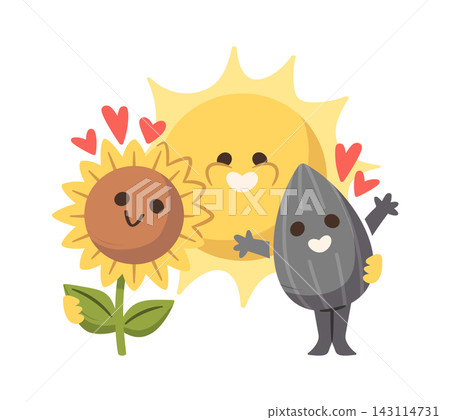 Sunflower Seed And Sun Friendship Cartoon Sunflower Seed And Sun Friendship Cartoon 143114731