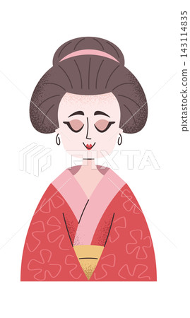 Geisha Portrait In Kimono Cartoon Style Geisha Portrait In Kimono Cartoon Style 143114835