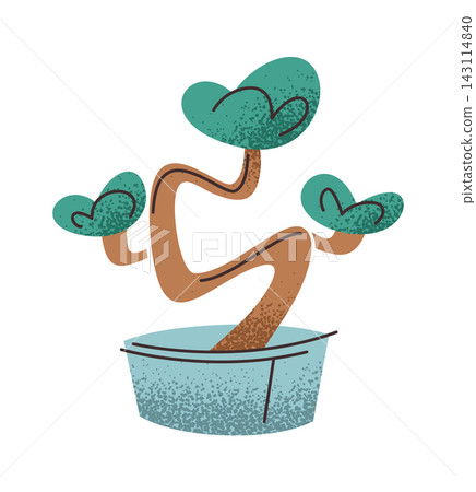 Bonsai Tree In Pot Curvy Cartoon Style Bonsai Tree In Pot Curvy Cartoon Style 143114840
