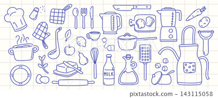 Kitchen Utensil Doodle Set Cooking Line Art Kitchen Utensil Doodle Set Cooking Line Art 143115058