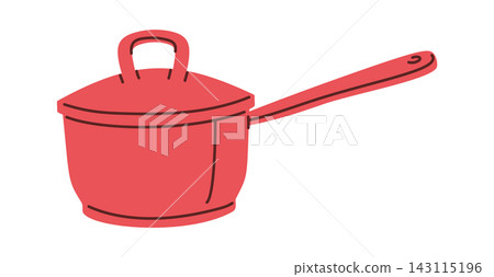 Saucepan With Lid Side View Cartoon Saucepan With Lid Side View Cartoon 143115196