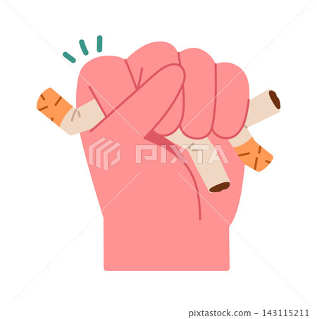 Hand Crushing Broken Cigarette Anti Smoking Cartoon Hand Crushing Broken Cigarette Anti Smoking Cartoon 143115211