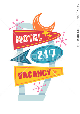 Motel Vacancy Retro Roadside Sign Cartoon Motel Vacancy Retro Roadside Sign Cartoon 143115259