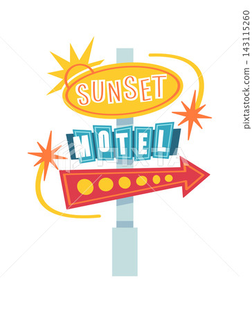 Motel Sign With Arrow Retro Cartoon Motel Sign With Arrow Retro Cartoon 143115260