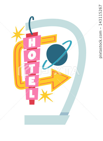 Hotel Neon Sign With Arrow Retro Hotel Neon Sign With Arrow Retro 143115267