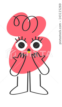 Heart Character Surprised Pose Cartoon Style 143115269
