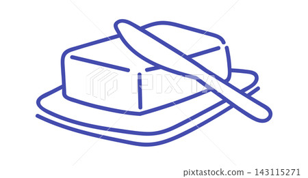 Butter Block On Dish Line Art Butter Block On Dish Line Art 143115271