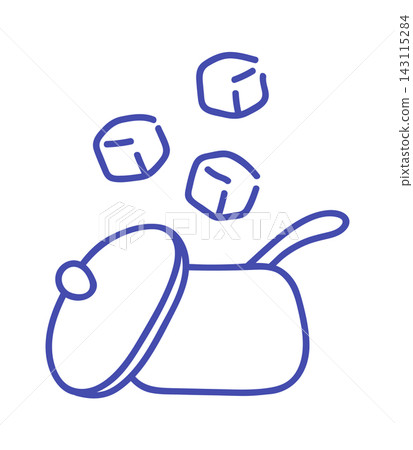 Pot Boiling With Steam Cubes Line Art Pot Boiling With Steam Cubes Line Art 143115284