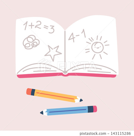 Notebook With Math Doodles Kids Cartoon Notebook With Math Doodles Kids Cartoon 143115286