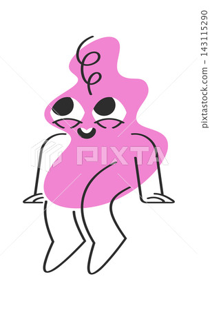 Blob Character Sitting Abstract Line Art 143115290
