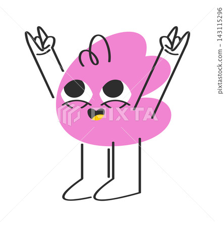 Blob Character Making Rock Gesture Cartoon 143115296