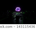 Glowing brain floating over electronic circuit board. 3d render 143115436