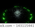 Microchip motherboard processing data with green neon lights. 3d render 143115441