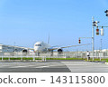 View of Haneda Airport's apron and large passenger aircraft from Tenkubashi (Ota Ward, Tokyo) 143115800