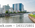 View of the Ebitori River and the cityscape of Haneda from Anamori Bridge (Ota Ward, Tokyo) 143115801