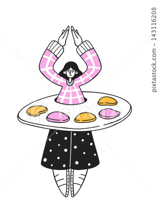 Artist Meditating With Palette Line Art Artist Meditating With Palette Line Art 143116208