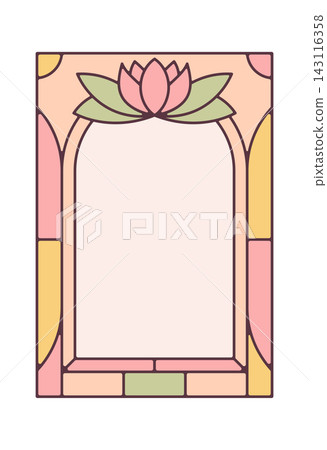 Stained Glass Frame With Lotus Line Art Stained Glass Frame With Lotus Line Art 143116358