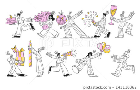 Party People Celebration Parade Line Art 143116362