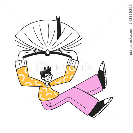Student Paragliding With Book Cartoon Student Paragliding With Book Cartoon 143116398