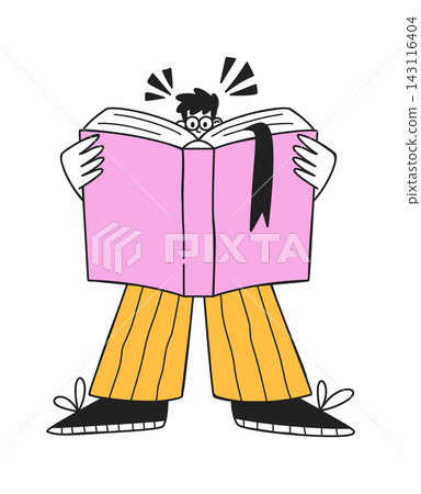 Reader Surprised With Big Book Cartoon Reader Surprised With Big Book Cartoon 143116404