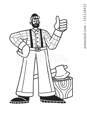 Lumberjack Giving Thumbs Up Line Art Lumberjack Giving Thumbs Up Line Art 143116432