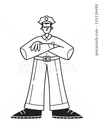 Policeman Standing With Folded Arms Line Art Policeman Standing With Folded Arms Line Art 143116499