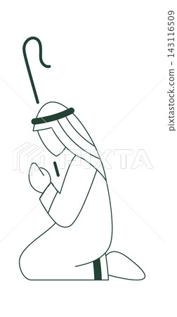 Shepherd Praying Kneeling Line Art Shepherd Praying Kneeling Line Art 143116509