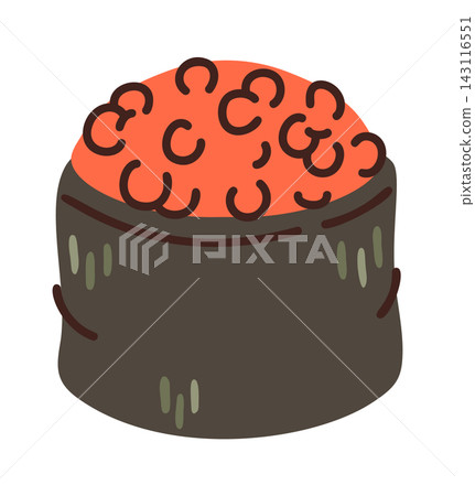 Sushi Roe Gunkan Nigiri Cartoon Style 143116551
