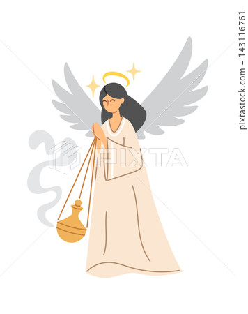 Angel Swinging Censer With Wings Cartoon 143116761