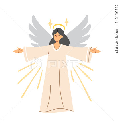 Angel Blessing With Open Arms Cartoon Angel Blessing With Open Arms Cartoon 143116762
