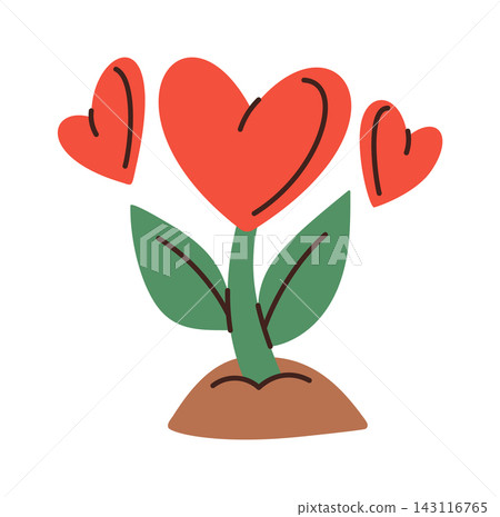 Heart Flower Growing Love Symbol Cartoon Heart Flower Growing Love Symbol Cartoon 143116765