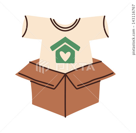 Donation Box With Charity Shirt Cartoon 143116767