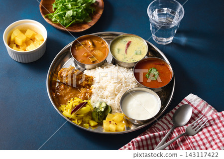 Meals: Indian food served on a plate. Meals: Indian food served on a plate. 143117422