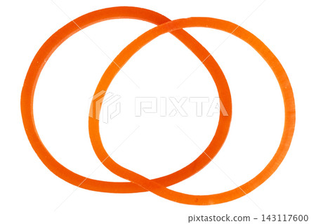 A pile of red rubber bands isolated on white background A pile of red rubber bands isolated on white background 143117600