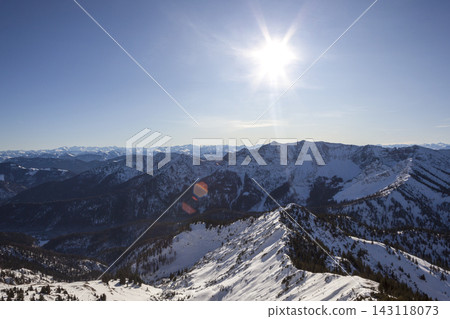 Auerspitze mountain, Mangfall mountains, wintertime, Bavaria, Germany Auerspitze mountain, Mangfall mountains, wintertime, Bavaria, Germany 143118073