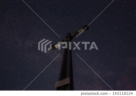 Summit cross Rotwand mountain at night, Bavaria, Germany Summit cross Rotwand mountain at night, Bavaria, Germany 143118124