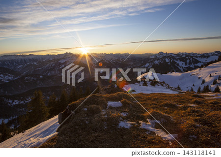 Sunset at Rotwand mountain, Mangfall mountains, Bavaria, Germany 143118141