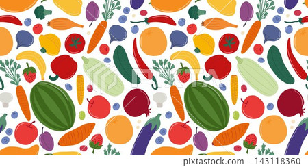 Seamless pattern with fruits and vegetables 143118360
