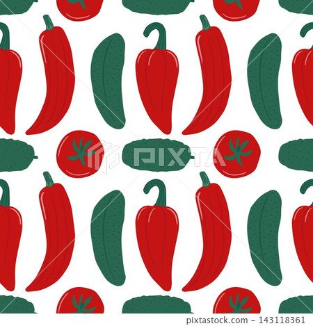 Pepper Tomato Cucumber Seamless Pattern Pepper Tomato Cucumber Seamless Pattern 143118361