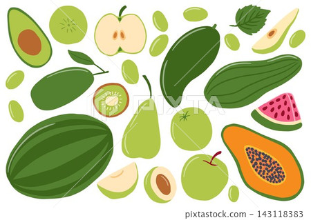 Green Fresh Fruits Set Green Fresh Fruits Set 143118383