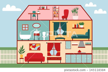 House in cut flat vector illustration House in cut flat vector illustration 143118384